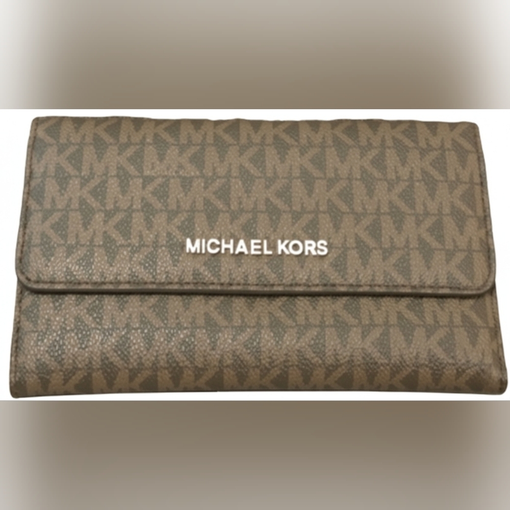 Michael Kors Brown Signature Print Tote with Matching Jet Set Wallet - Picture 2 of 16
